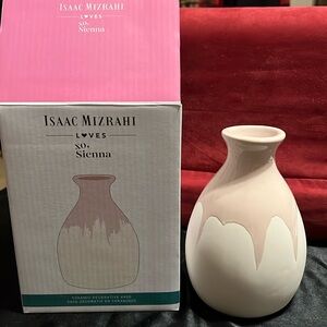 Issac Mizrahi Small Light Pink & Cream Vase